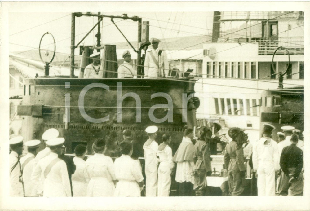 Fotografia d epoca originale 1938 GENOVA AutoritÃ  benedizione R. Torpediniera ALTAIR Fotografia 1