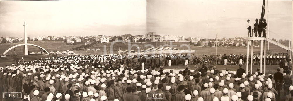 Fotografia d epoca originale 1935 ca ROMA GimÃ©nez CABALLERO celebra liberazione di SANTANDER Campo MUSSOLINI 1
