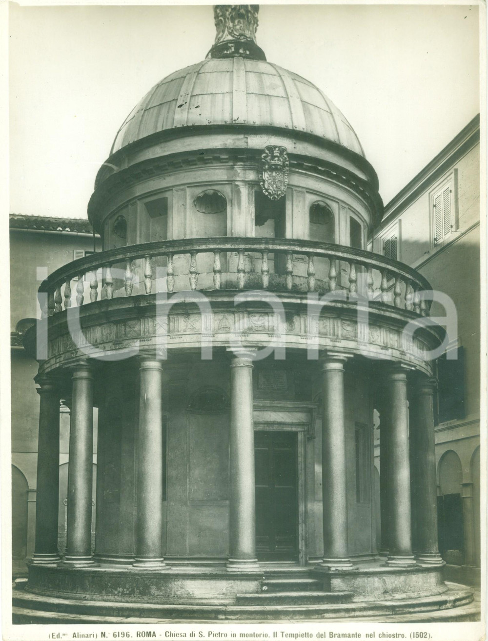 Fotografia d epoca originale 1934 ROMA Tempietto del BRAMANTE Chiesa di SAN PIETRO IN MONTORIO Foto ALINARI 1