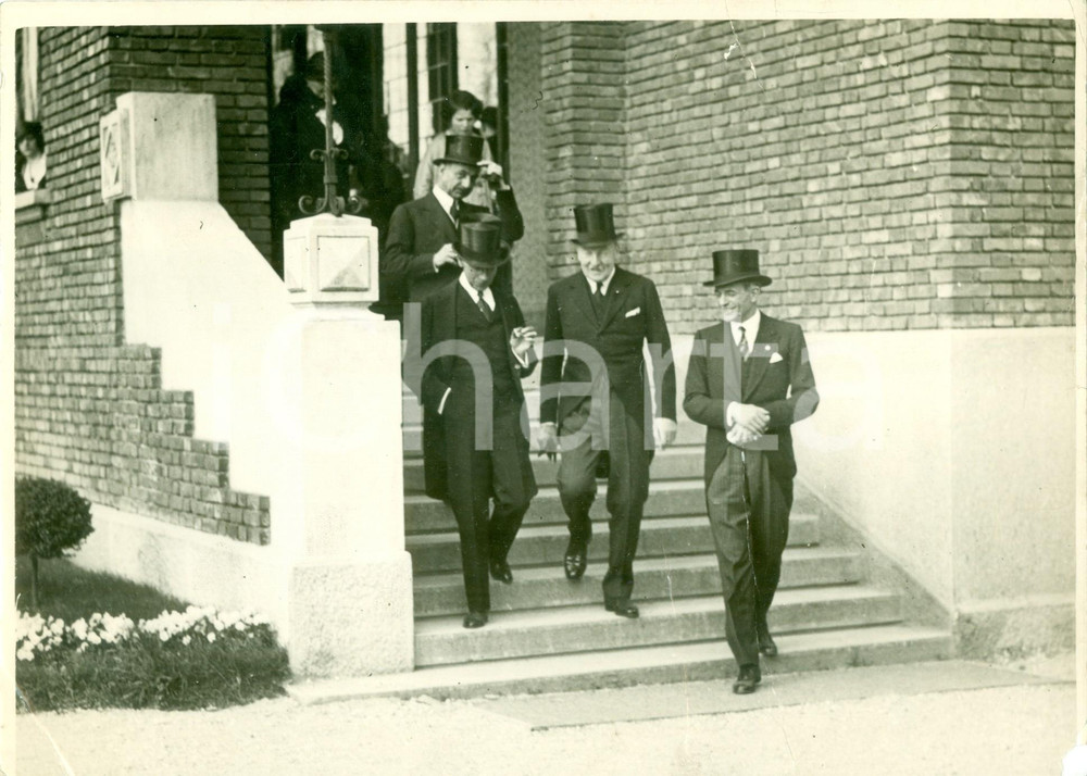 Fotografia d epoca originale 1932 MILANO Albert DE LIGNE ambasciatore del BELGIO visita FIERA CAMPIONARIA 1