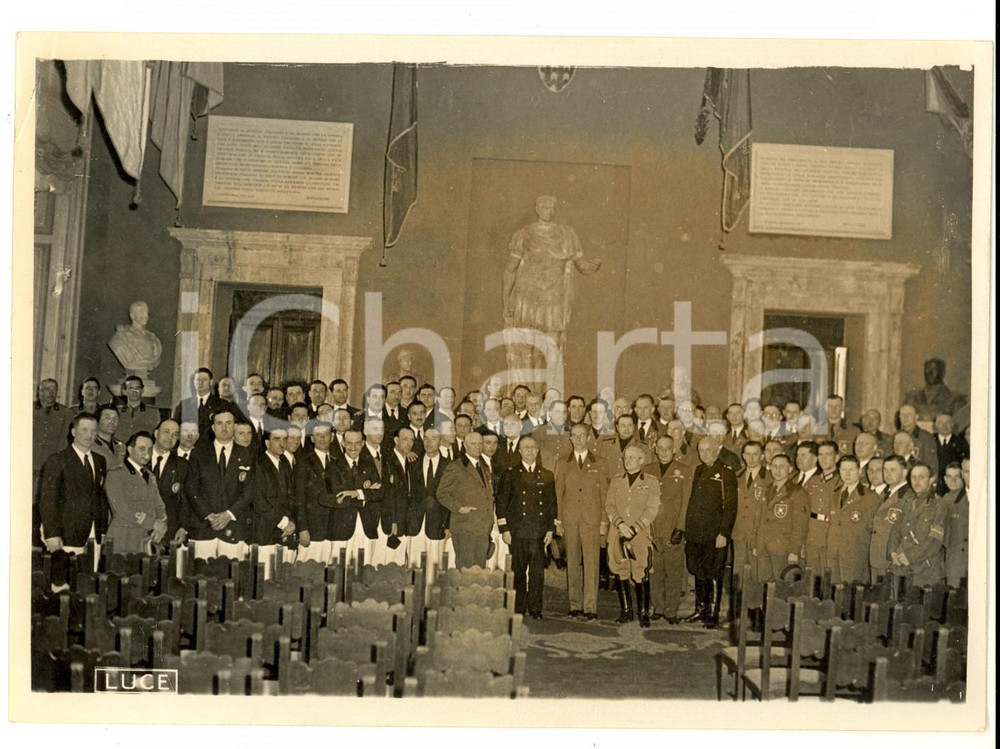 Fotografia d epoca originale 1939 ROMA Raffaele MONTUORI riceve squadre di tiro a segno italiane e tedesche 1