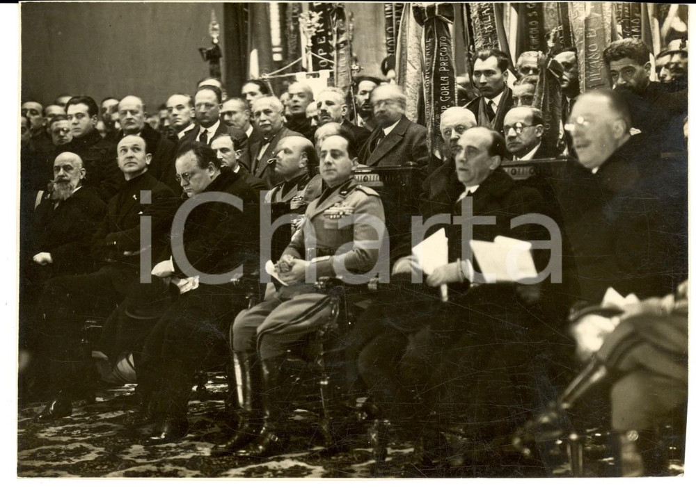 Fotografia d epoca originale 1929 MILANO Achille STARACE e Arnaldo MUSSOLINI  Premiazione delle cooperative 1