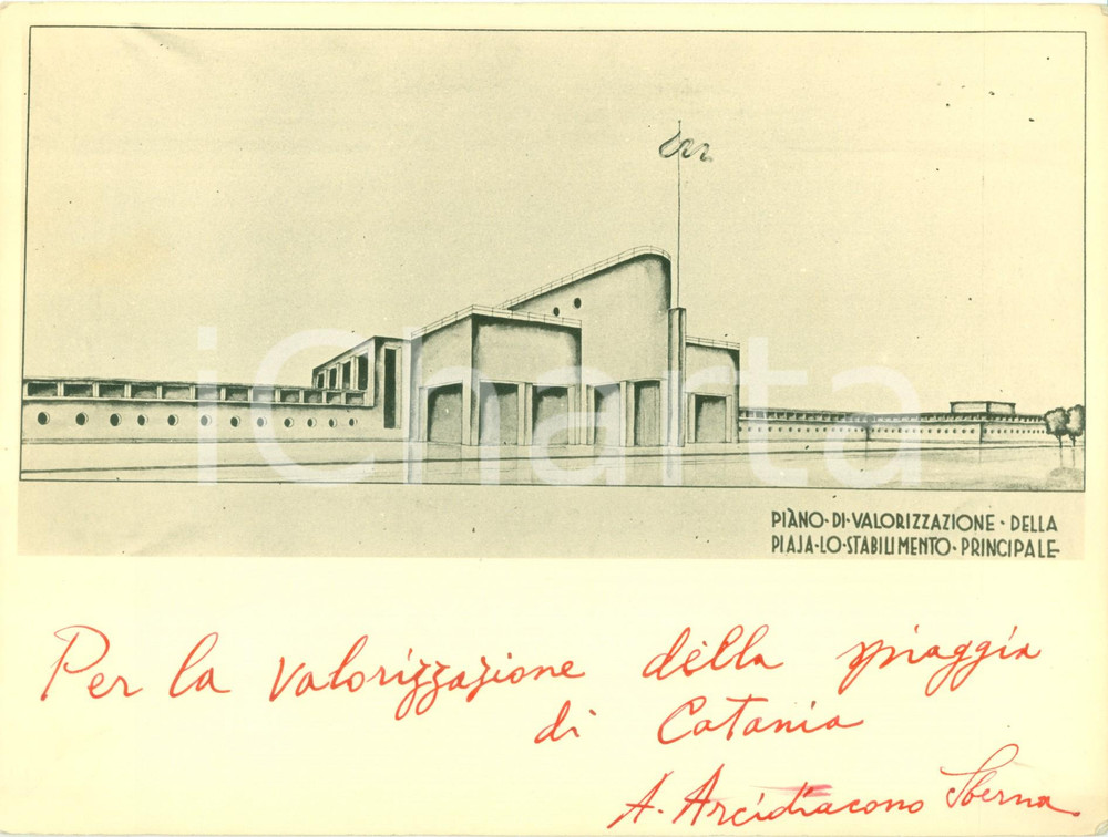 Fotografia d epoca originale 1938 CATANIA Piano di valorizzazione della plaja Foto coeva del progetto 1