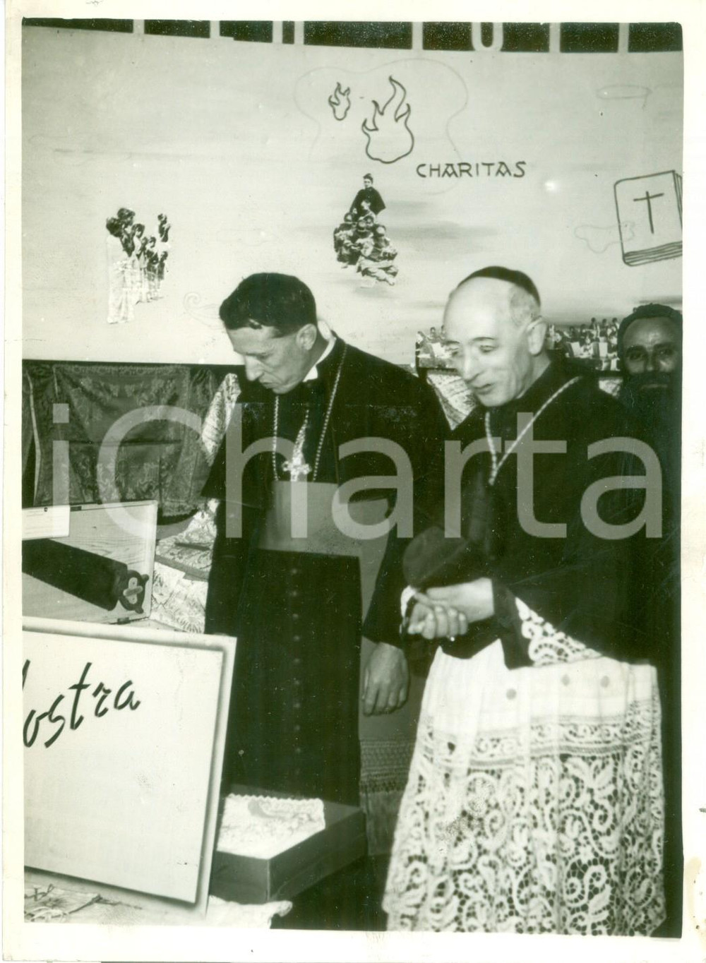 Fotografia d epoca originale 1939 MILANO Card. Ildefonso SCHUSTER inaugura Mostra Missionari Charitas FOTO 1