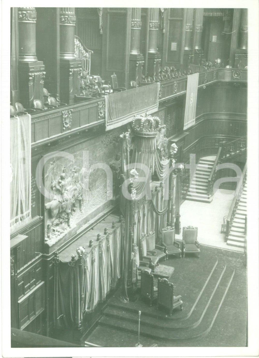 Fotografia d epoca originale 1939 ROMA Trono e tribuna reale alla Camera dei Deputati Fotografia 1