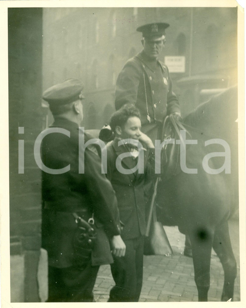 Fotografia d epoca originale 1931 PHILADELPHIA USA Polizia a cavallo pattuglia strade per visita Dino GRANDI 1