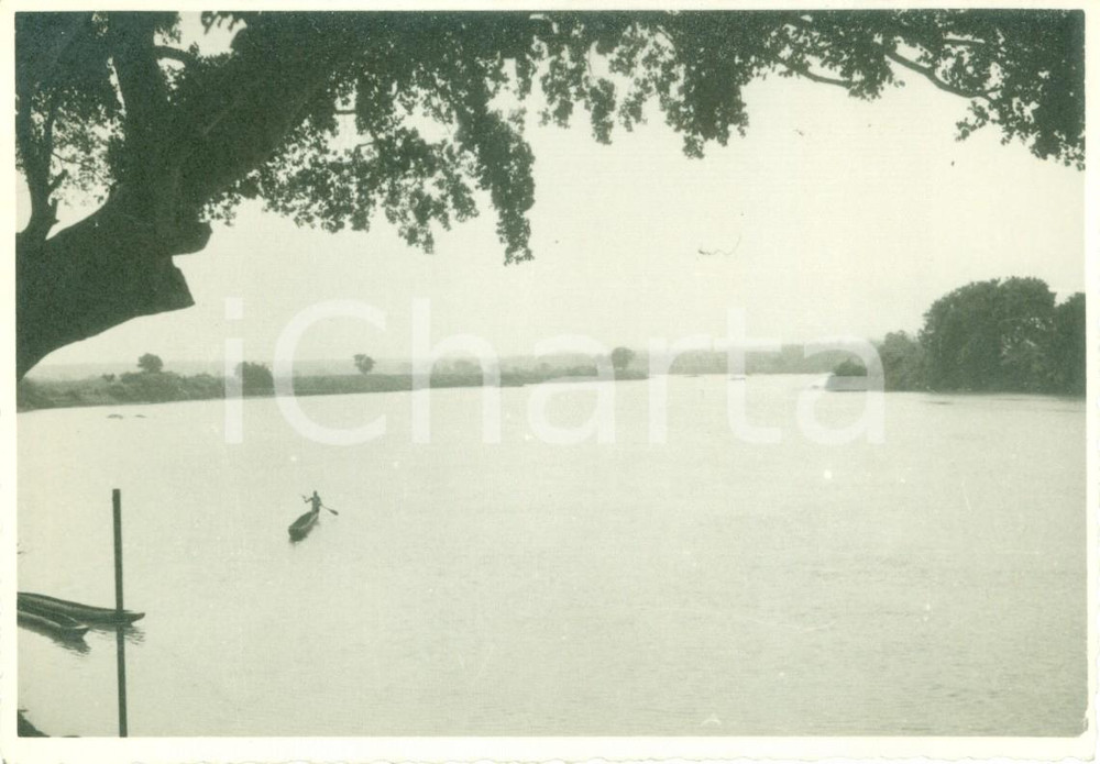 Fotografia d epoca originale 1939 ADDIS ABEBA ? ETIOPIA AOI In barca sullo UEBI SCEBELI Fotografia 1