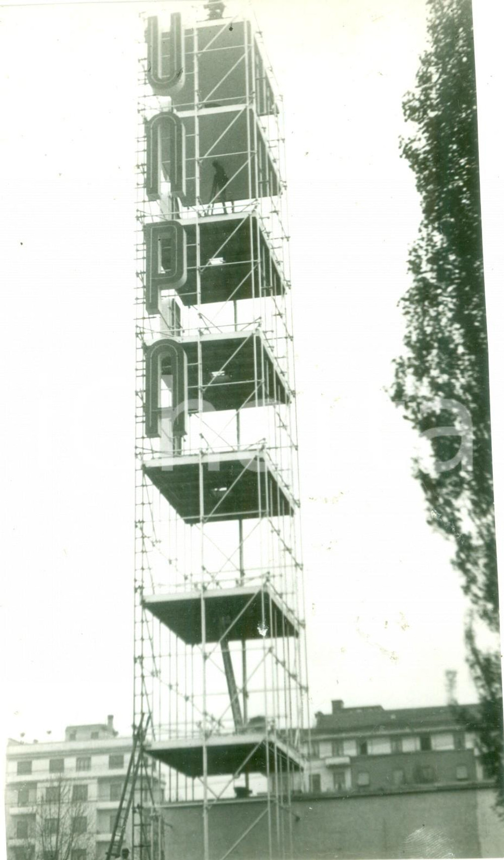 Fotografia d epoca originale 1936 MILANO FIERA CAMPIONARIA Torre del padiglione dell U.N.P.A. Fotografia 1