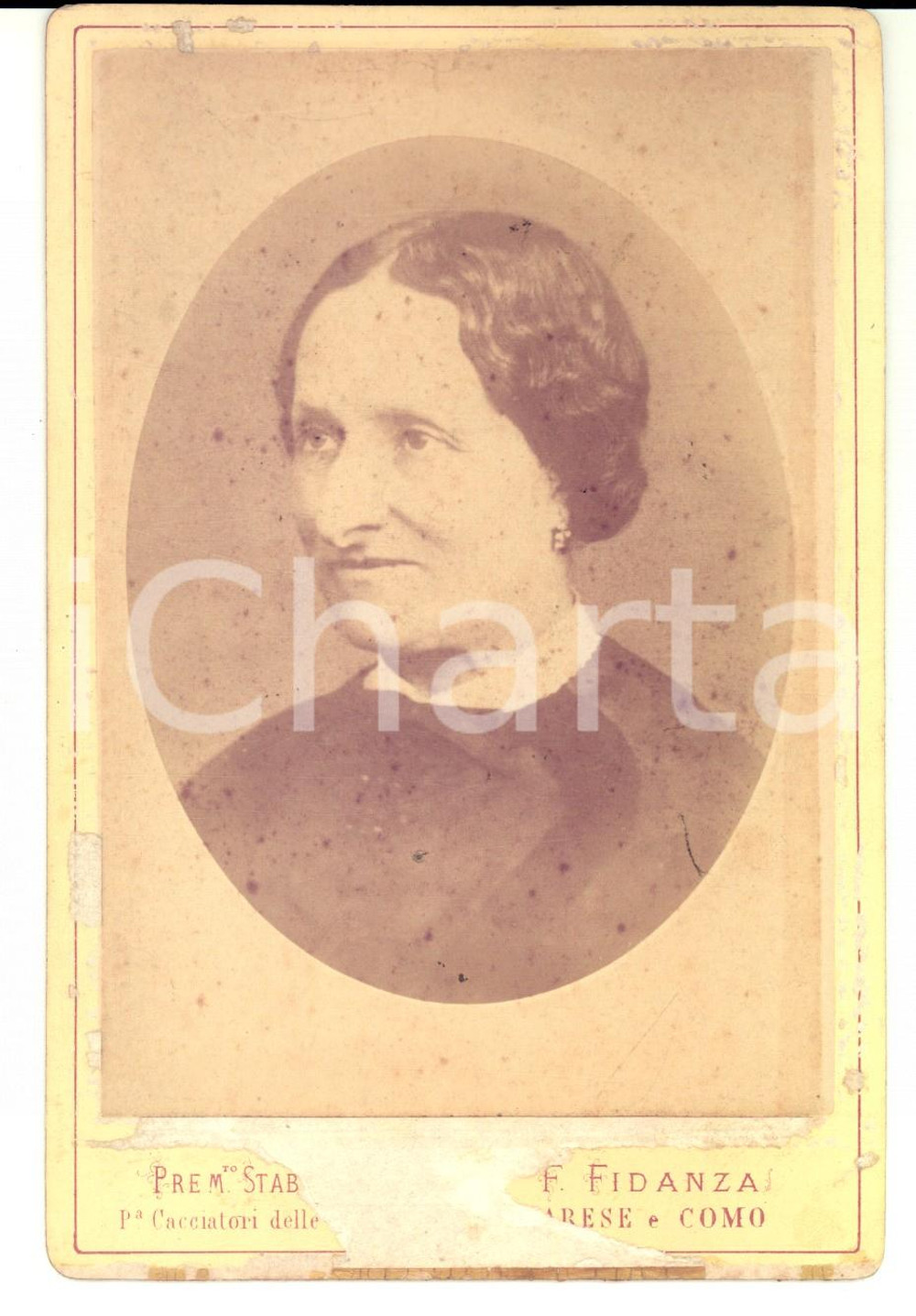 Fotografia d epoca originale 1880 ca VARESE Ritratto di anziana donna Foto Francesco FIDANZA 11x17 1