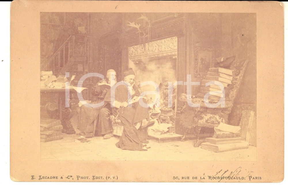 Fotografia d epoca originale 1890 ca VIBERT Le mauvais livre Cartealbum SATIRIQUE LECADRE & CIE PARIS 1