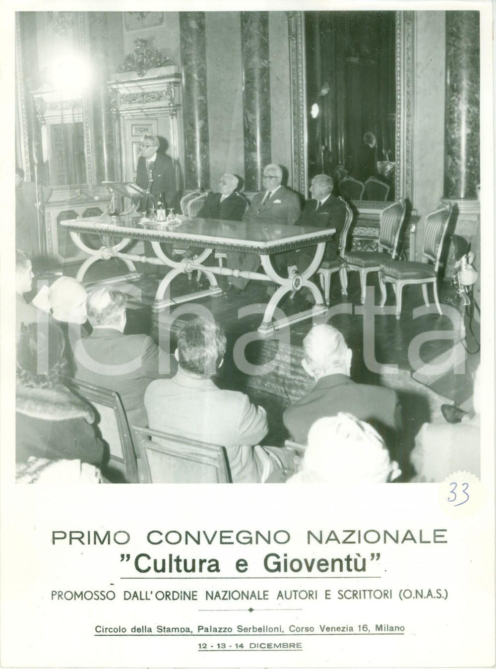 Fotografia d epoca originale 1959 MILANO Primo Convegno Nazionale Cultura e GioventÃ¹ O.N.A.S. Francesco FLORA 1