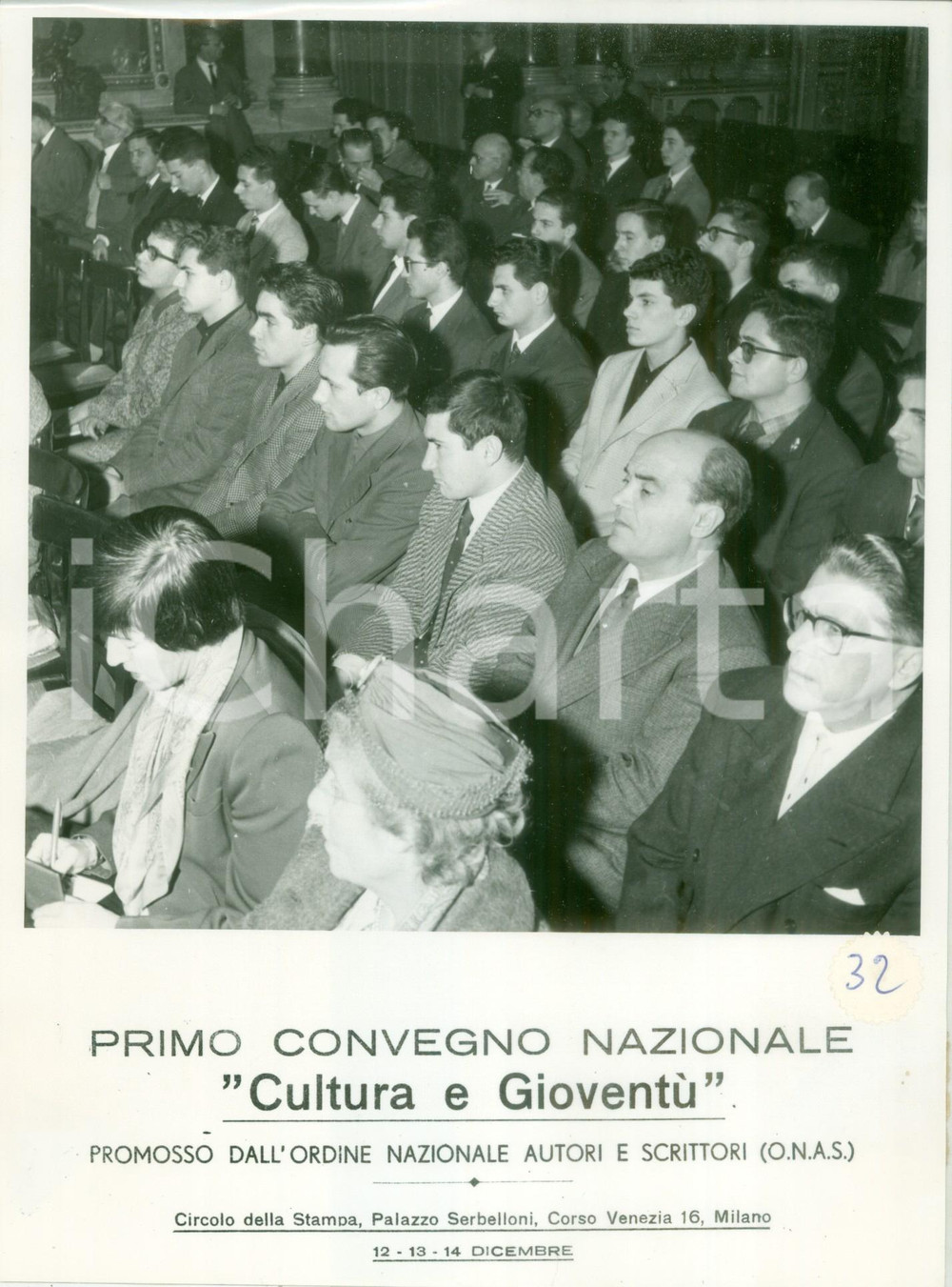 Fotografia d epoca originale 1959 MILANO Primo Convegno Nazionale Cultura e GioventÃ¹ O.N.A.S. La platea FOTO 1