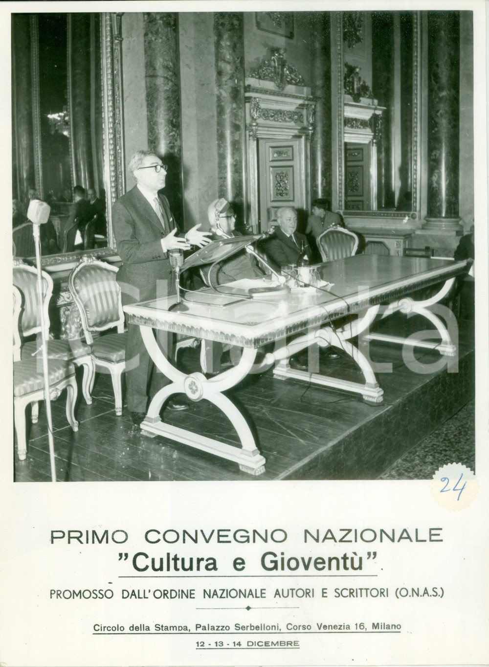 Fotografia d epoca originale 1959 MILANO Primo Convegno Nazionale Cultura GioventÃ¹ O.N.A.S. Gli oratori FOTO 1
