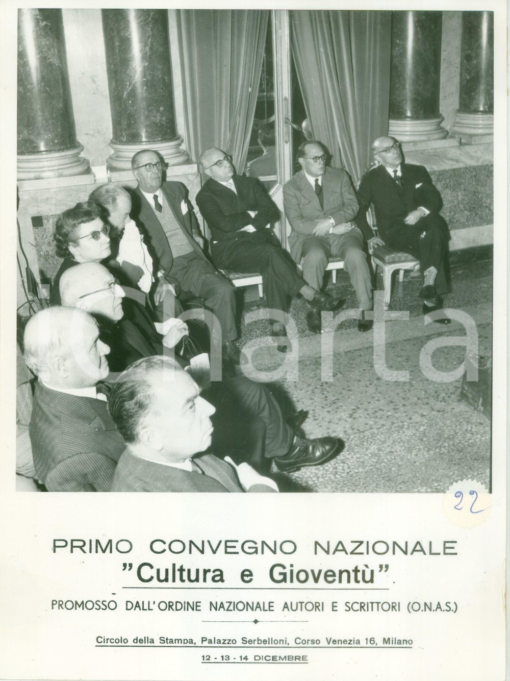 1959 MILANO Pubblico al Primo Convegno Nazionale Cultura Gioventù O.N.A.S. *FOTO