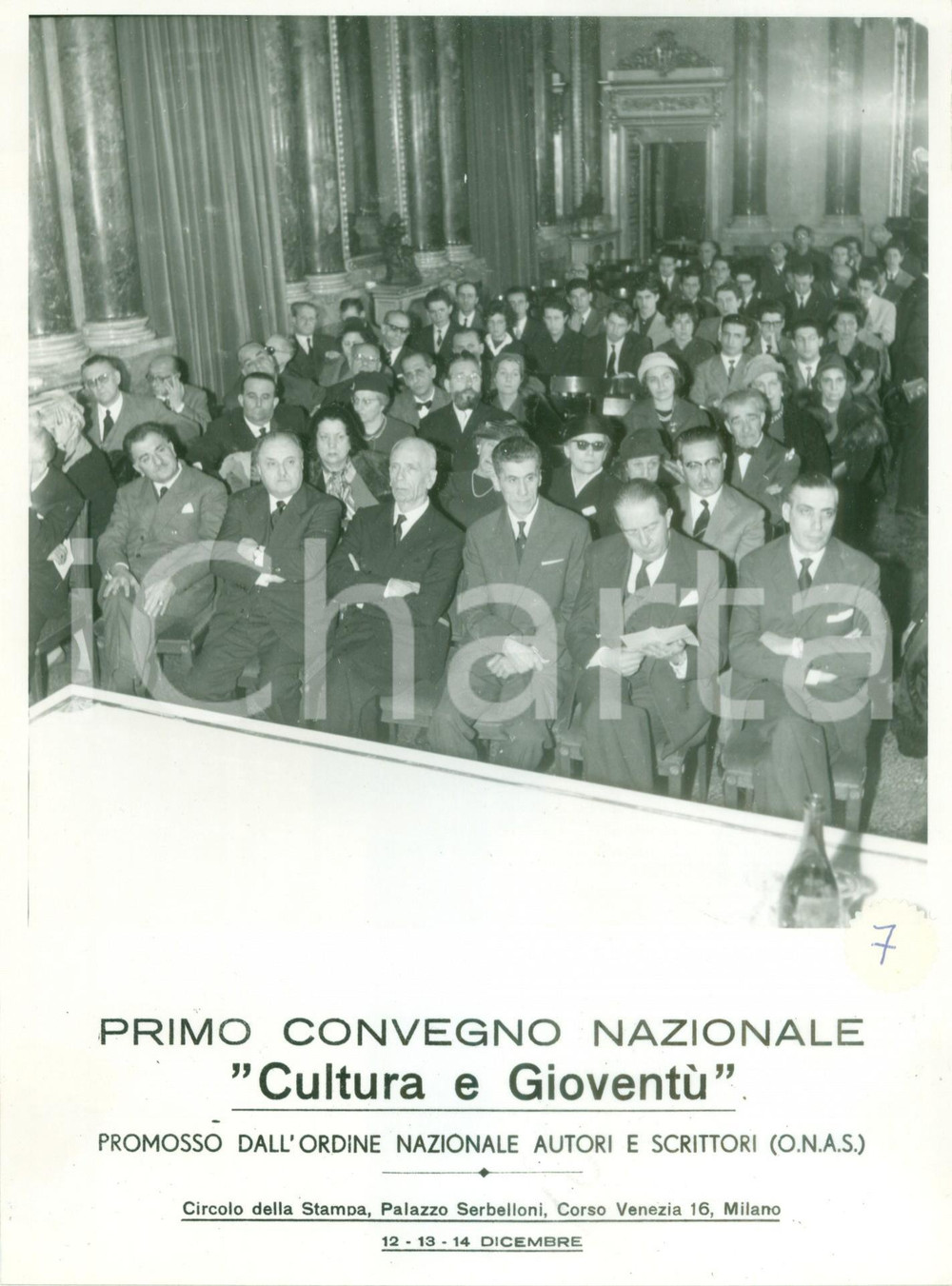 Fotografia d epoca originale 1959 MILANO Platea al Primo Convegno Nazionale Cultura GioventÃ¹ O.N.A.S. Foto 1