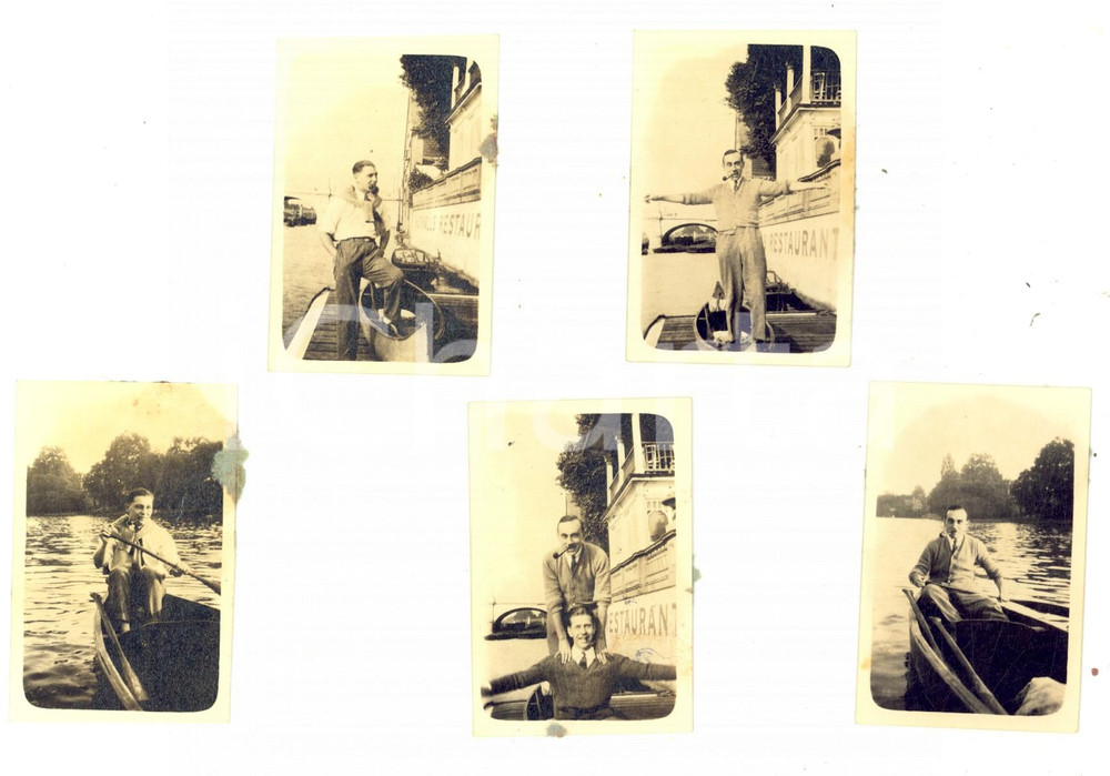 Fotografia d epoca originale 1924 KINGSTONUPONTHAMES Amici in barca sul Tamigi Lotto 5 foto 4x7 VINTAGE 1