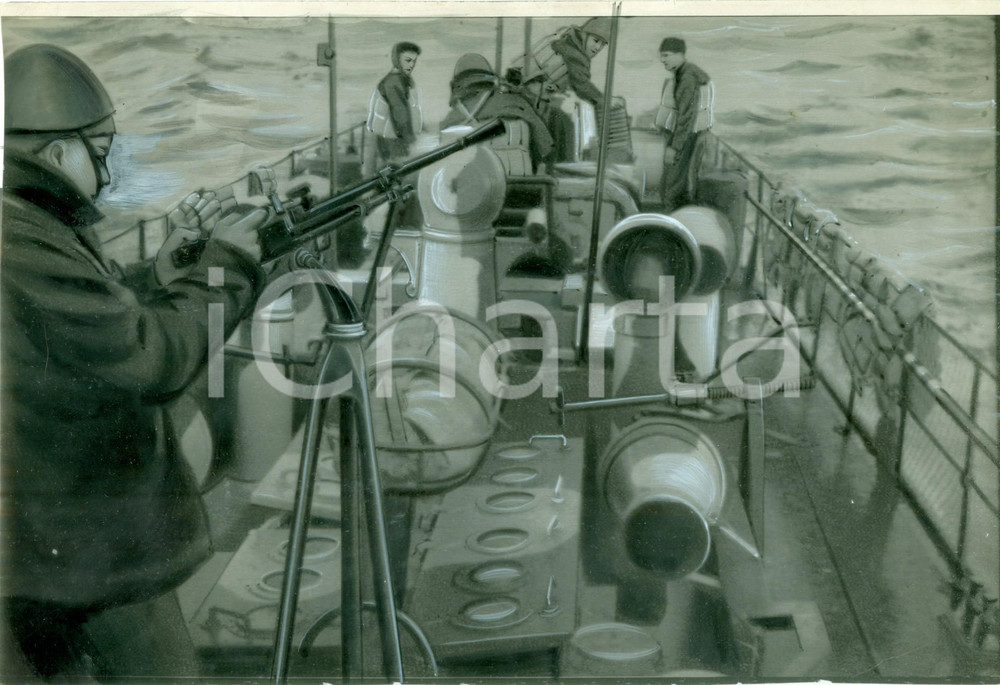 Fotografia d epoca originale 1942 NORD EUROPA WW2 Un Mas italiano operante per la guerra navale Telefoto 1