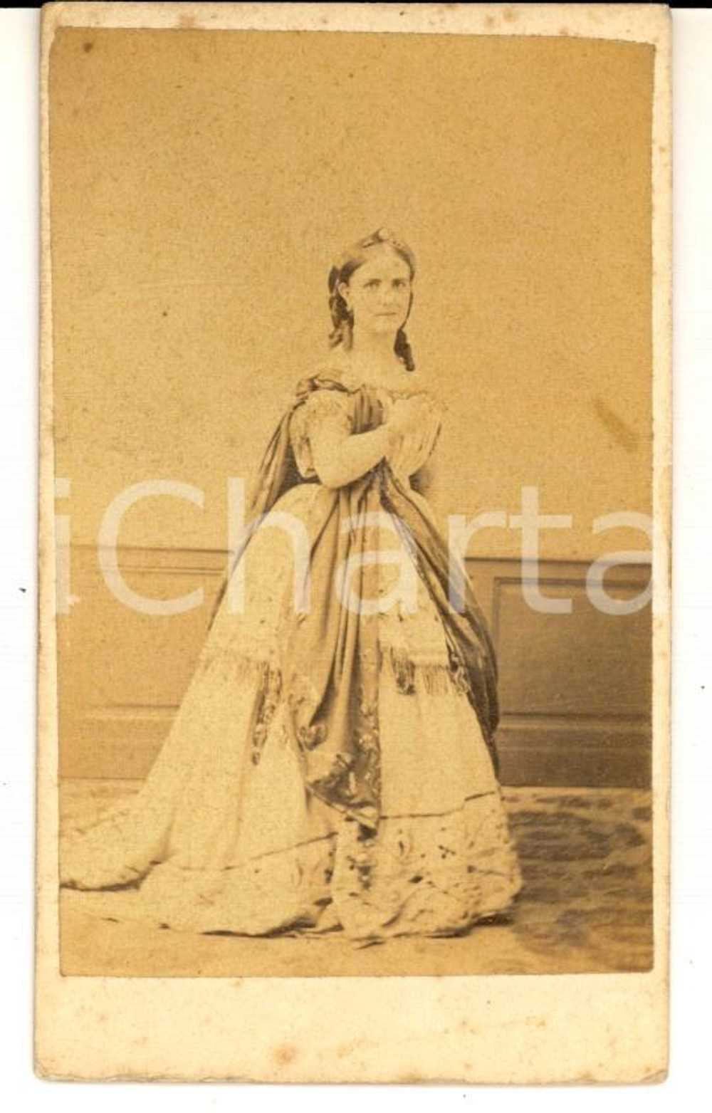Fotografia d epoca originale 1860 ca MILANO Ritratto dell attrice DE FABBRI in scena Fotografia CDV RARA 1