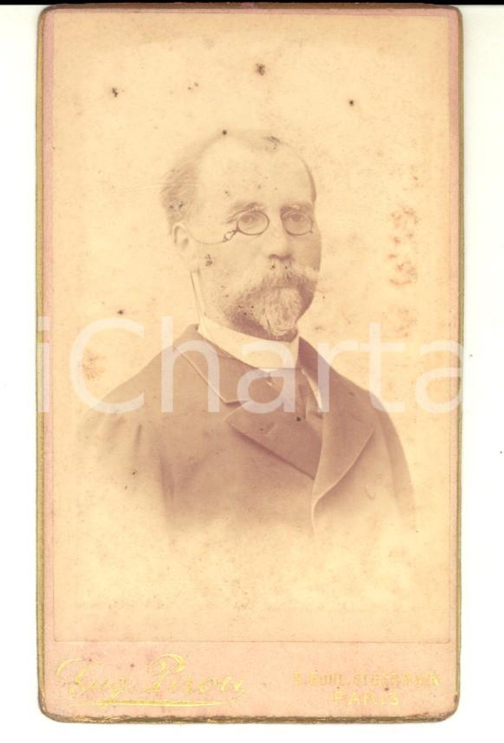 Fotografia d epoca originale 1890 MALIGNY YONNE Portait du docteur TREMBLAY Photo Eugene PIROU PARIS CDV 1