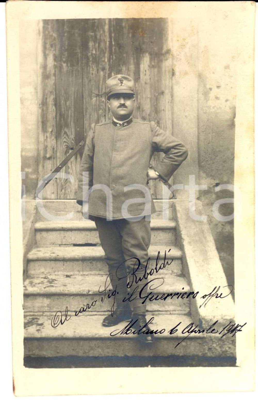 Fotografia d epoca originale 1917 WW1 MILANO REGIO ESERCITO Militare del 7Â° Reggimento Fanteria Foto FP 1