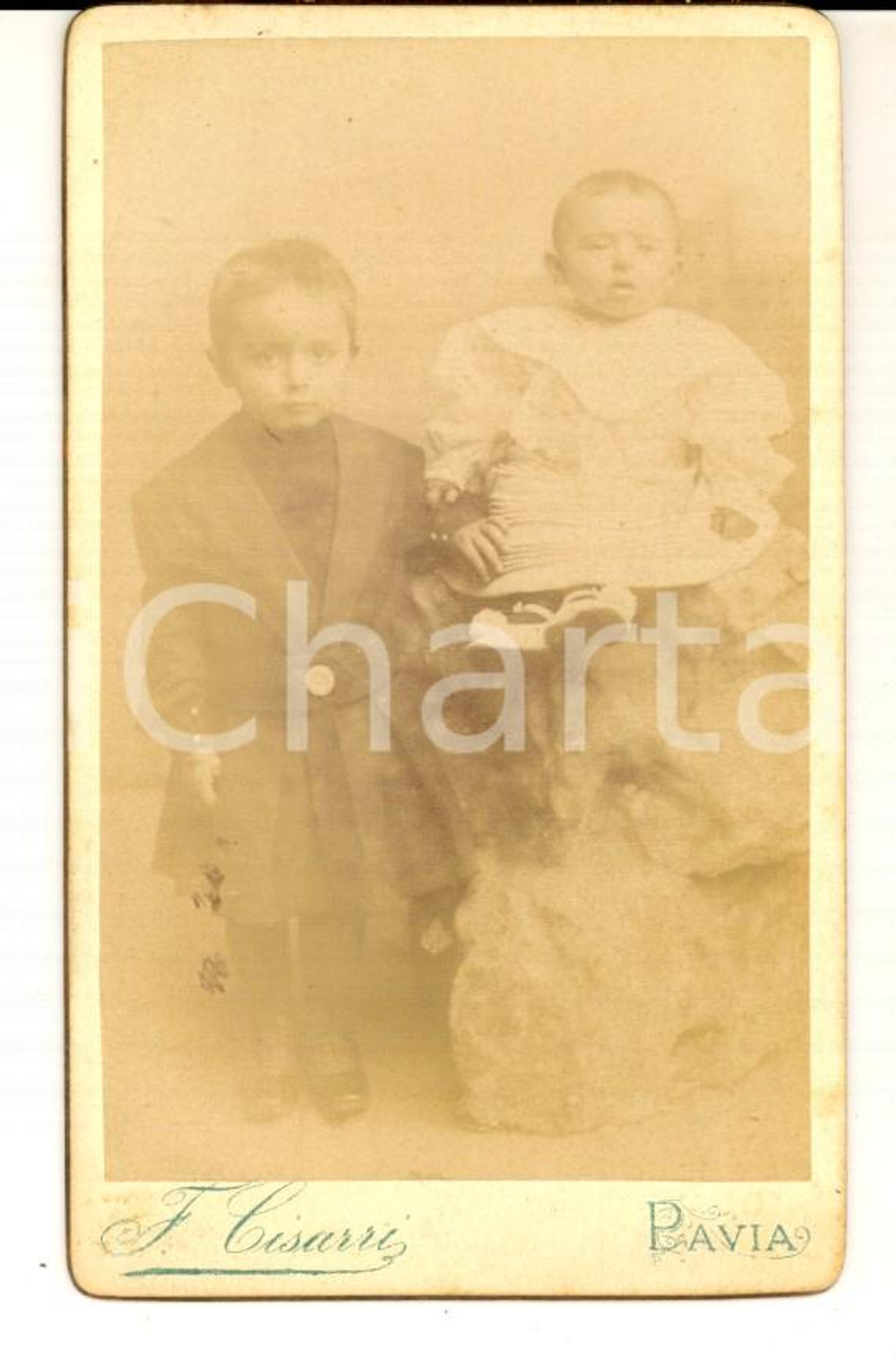 Fotografia d epoca originale 1900 ca PAVIA Ritratto d uomo in abito a quadretti Fotografia F. CISARRI CDV 1