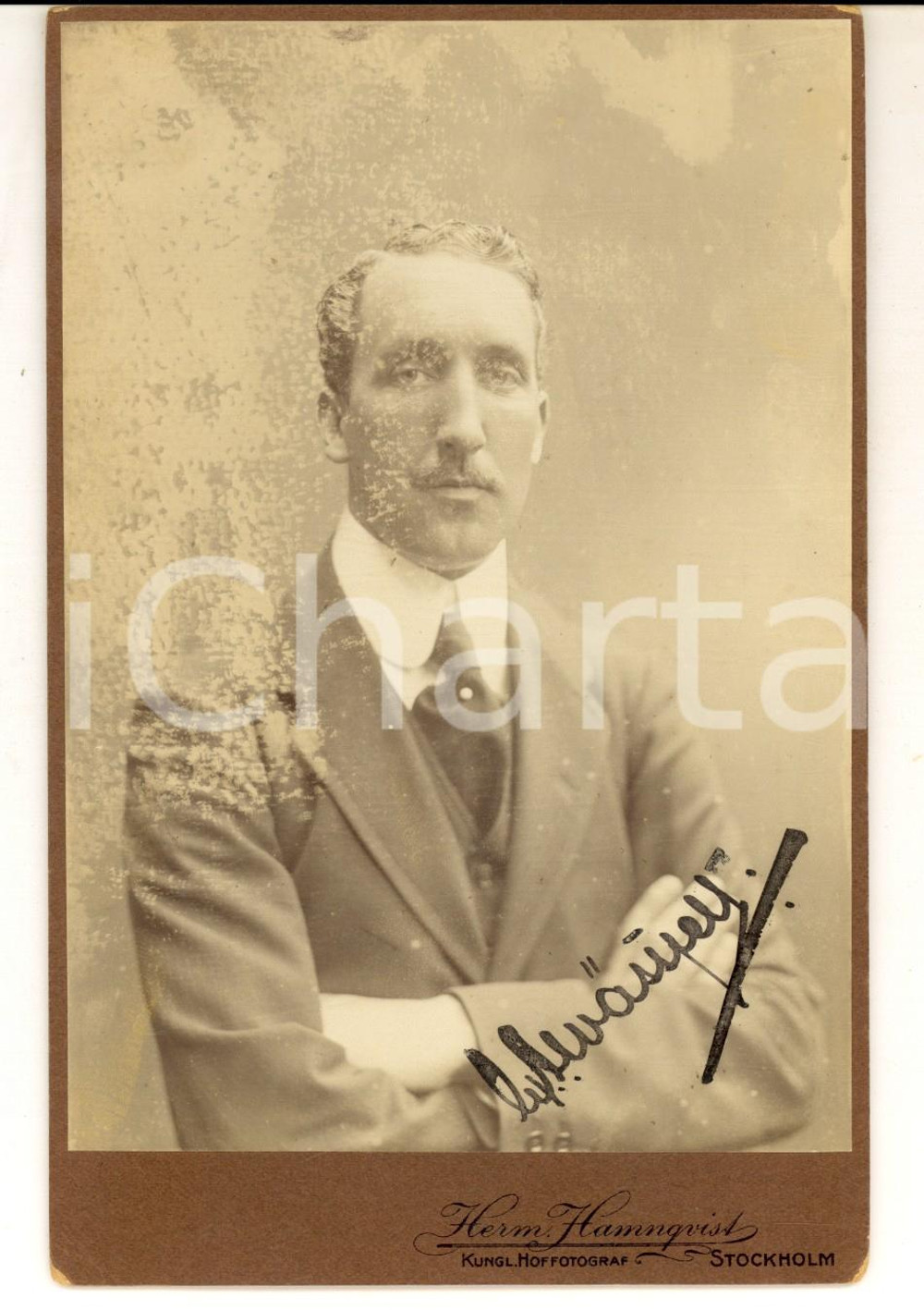 Fotografia d epoca originale 1910 STOCKHOLM Portrait of a man Vintage photo Herman HANQVIST 11x17 cm 1