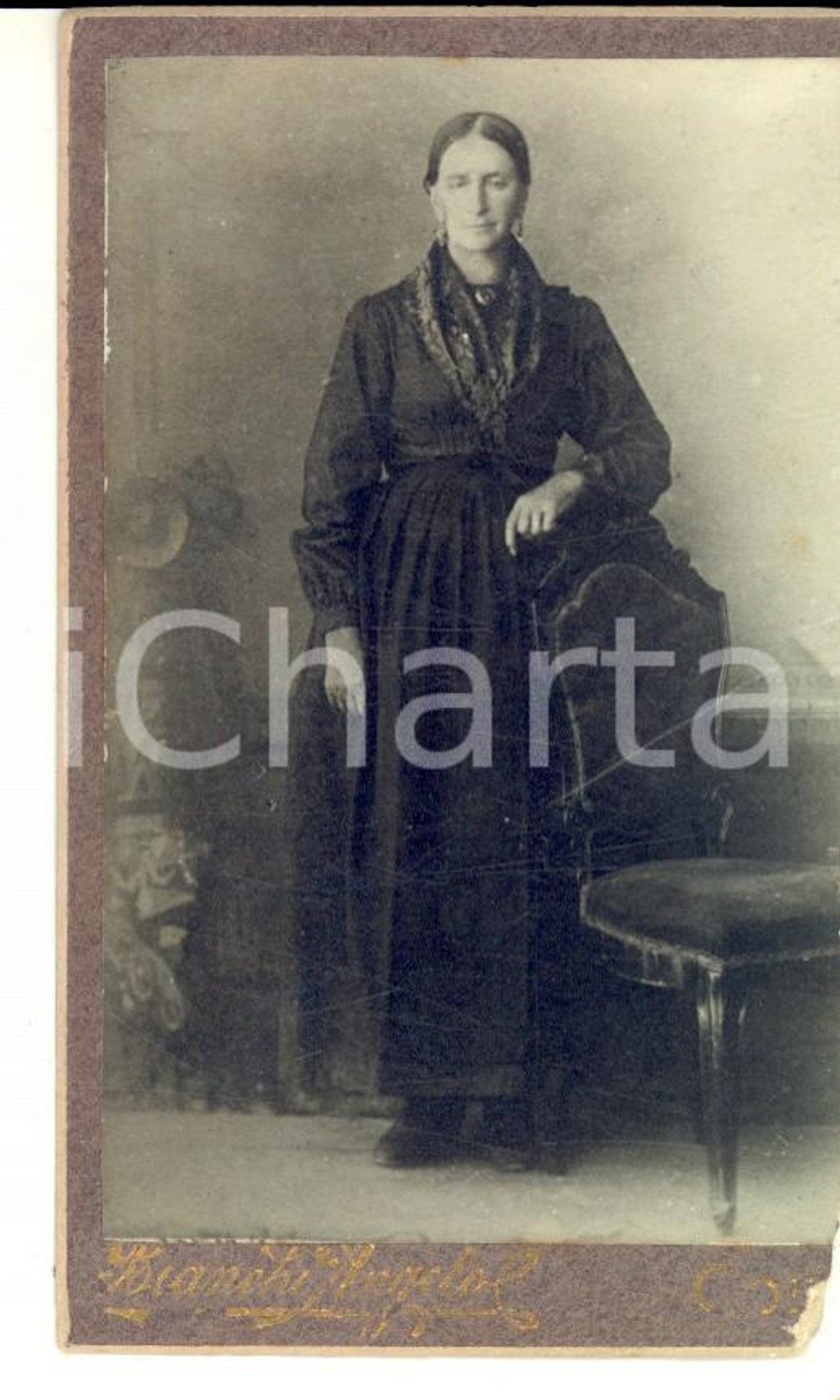 Fotografia d epoca originale 1890 ca COMO Ritratto di Angela GERMANELLO DEL VECCHIO Foto Angelo BIANCHI 1