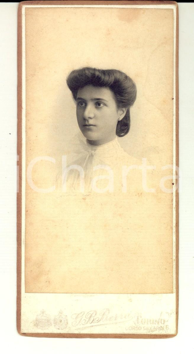 Fotografia d epoca originale 1904 TORINO Ritratto di Annetta in abito bianco Fotografia BERRA 7x14 cm 1