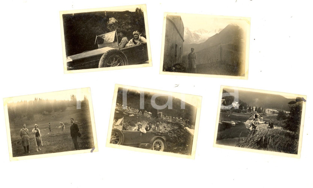 Fotografia d epoca originale 1927 PASSO DELLA PRESOLANA  MADONNA DI CAMPIGLIO Turisti in gita 5 foto 4x6 1