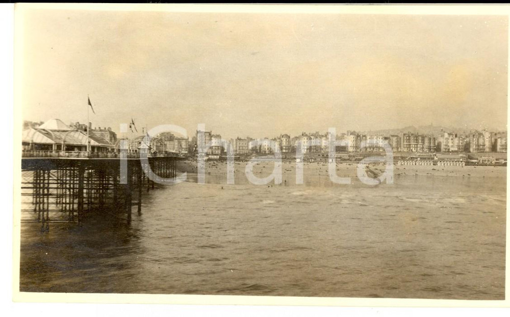 Fotografia d epoca originale 1924 BRIGHTON UK Veduta della cittÃ  dal mare Fotografia 13x8 cm 1