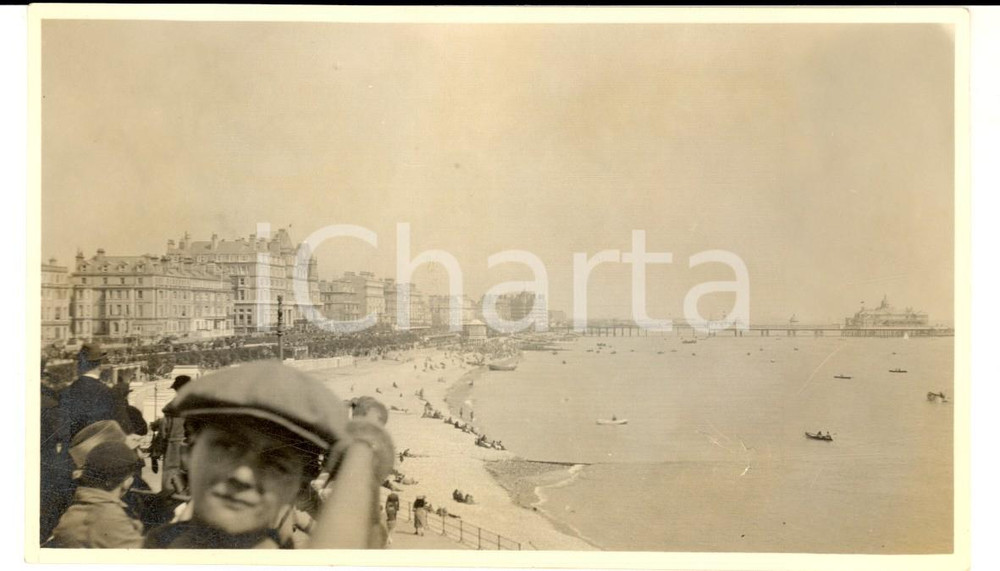 Fotografia d epoca originale 1924 EASTBOURNE UK Veduta della spiaggia Fotografia VINTAGE 13x8 cm 1