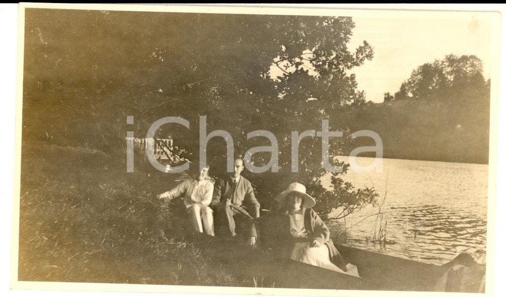 Fotografia d epoca originale 1924 PANGBOURNE BERKSHIRE, UK Famiglia in riva al TAMIGI Foto VINTAGE 13x8 1