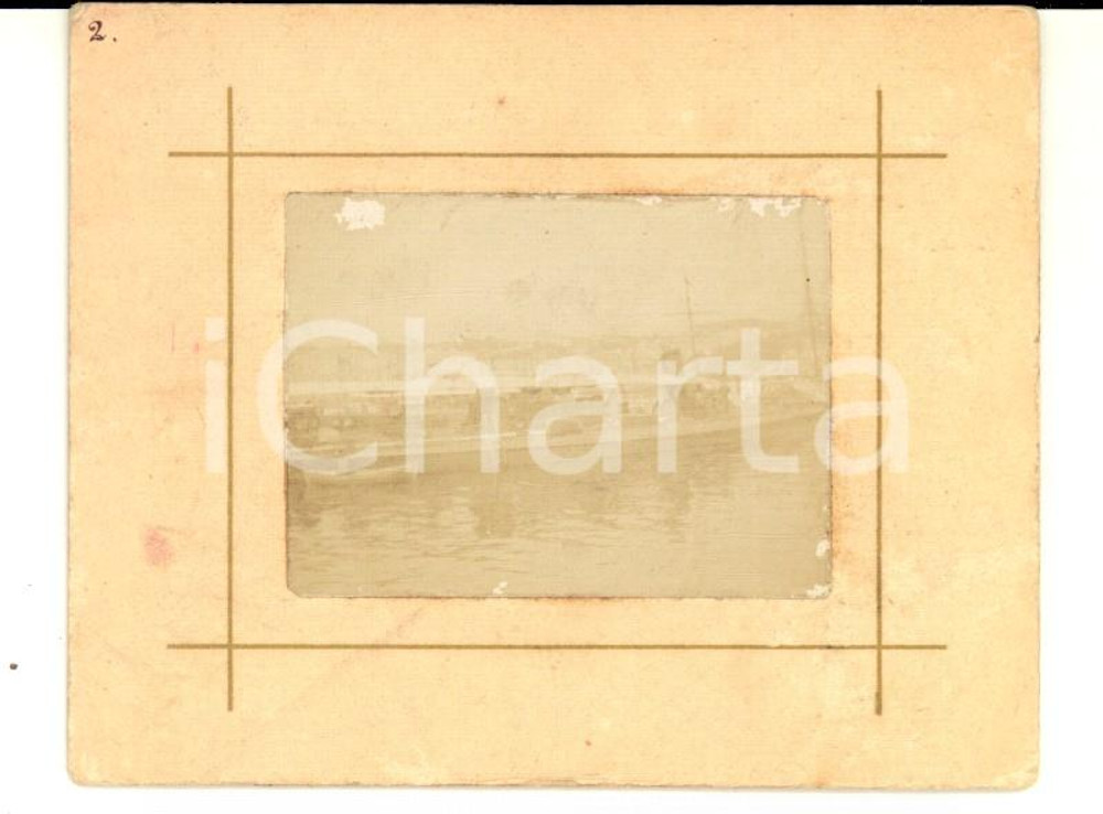 Fotografia d epoca originale 1900 ca MARINA MILITARE Regia Nave CAIO DUILIO in navigazione Foto RARA 9x7 cm 1