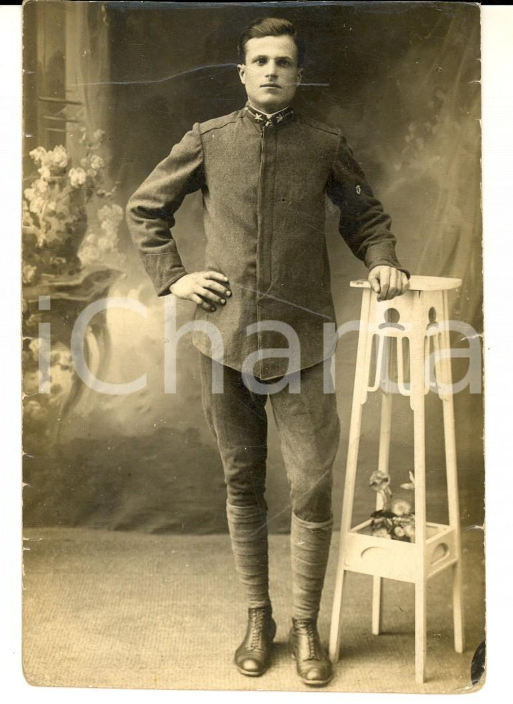 Fotografia d epoca originale 1916 WW1 REGIO ESERCITO PISTOIA Ritratto di tiratore Foto CALOSCI FP 1