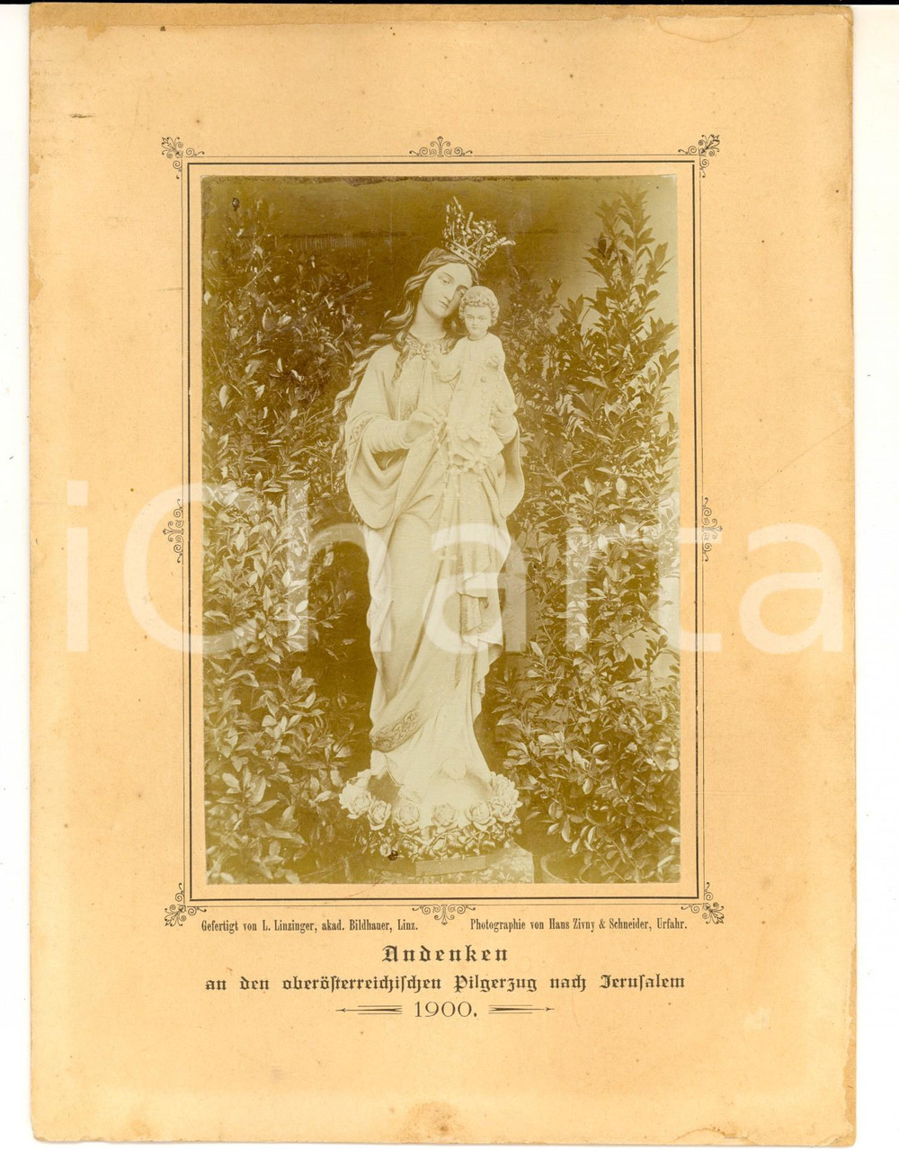 Fotografia d epoca originale 1900 LINZ A Andeken an den Pilgerzug nach Jersualem Photo ZIVNY & SCHNEIDER 1