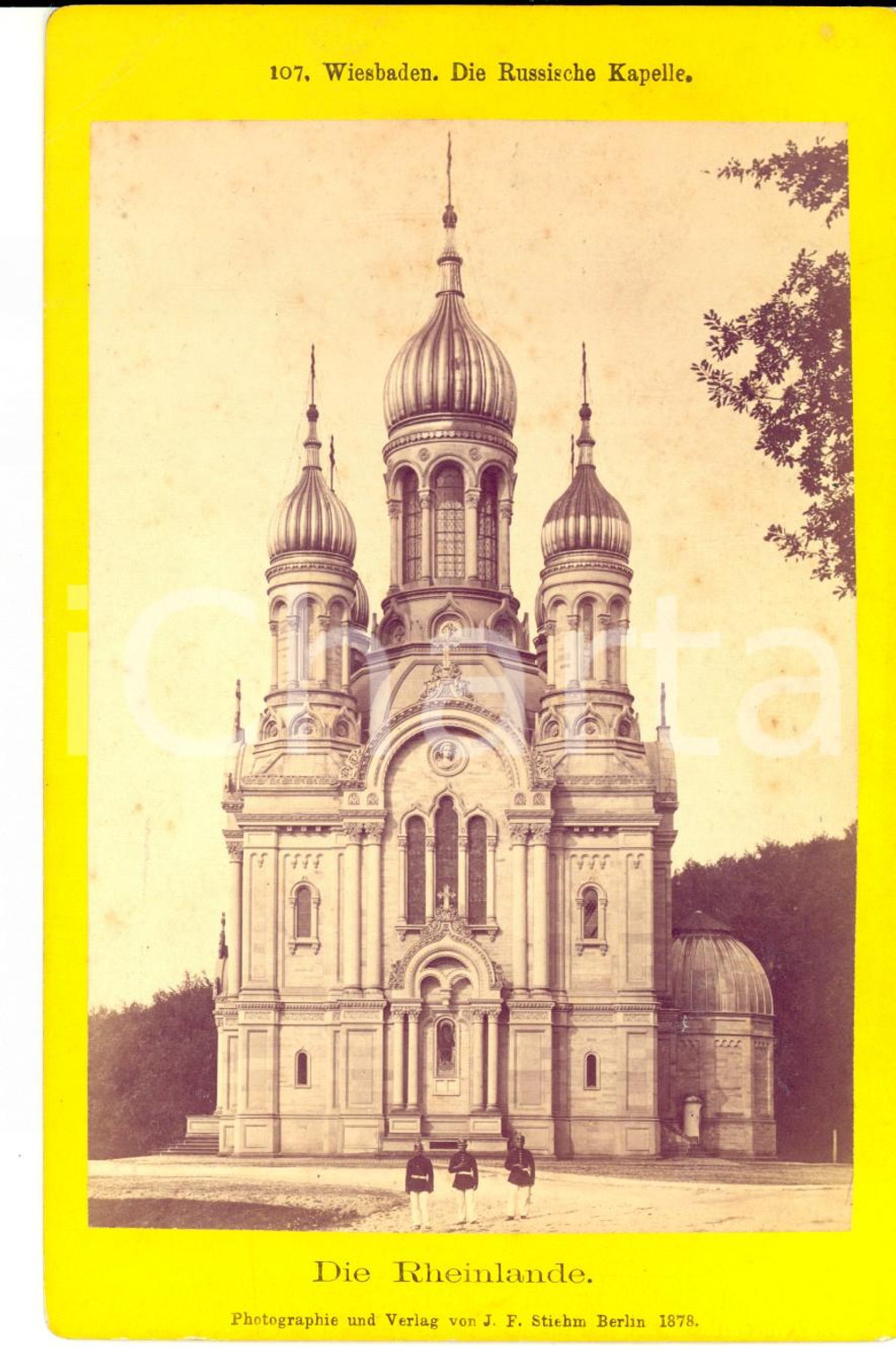 Fotografia d epoca originale 1878 WIESBADEN Die Russische Kapelle Photographie STHIEM 17x11 cm 1