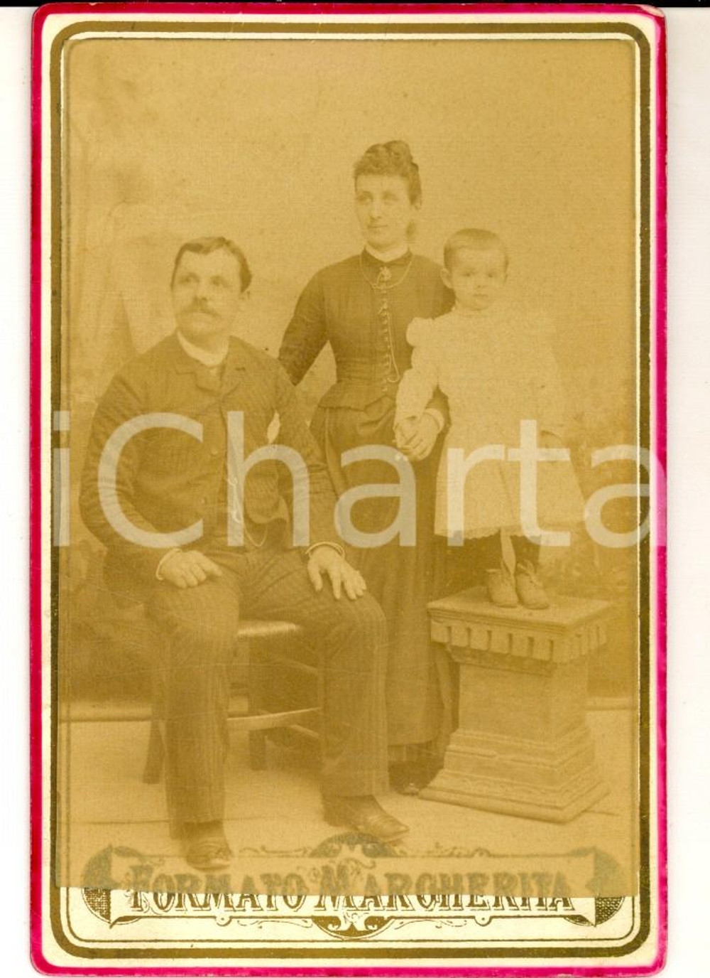 Fotografia d epoca originale 1890 ca ARONA NO Faustino CARONE con la figlia Giuseppina Foto 9x12 cm 1