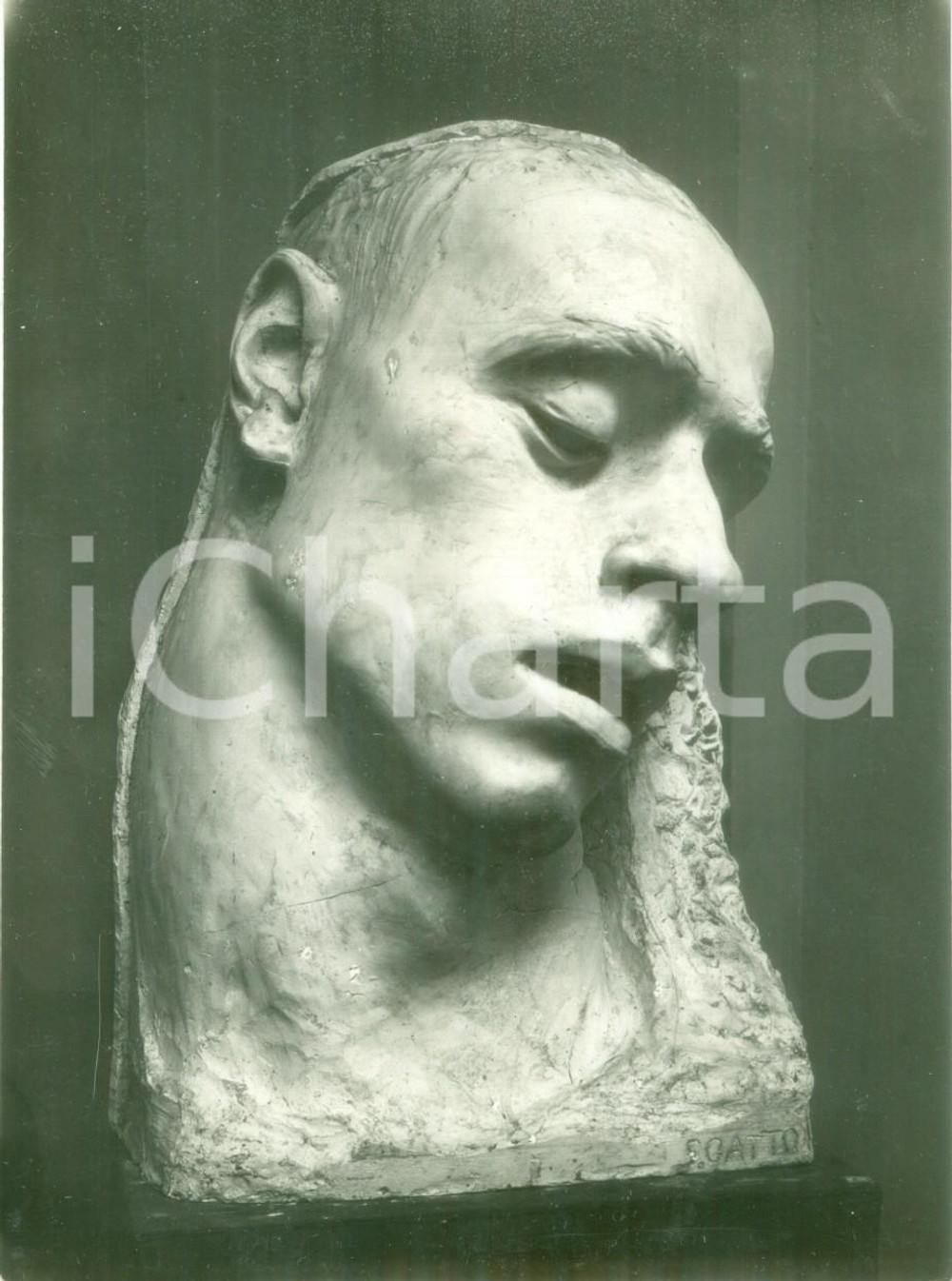 Fotografia d epoca originale 1935 NAPOLI Scultore Saverio GATTO Busto di uomo Fotografia coeva del busto 1