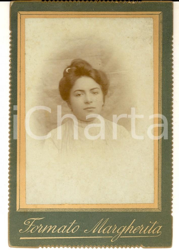 Fotografia d epoca originale 1890 ca ANCONA Ritratto di donna in abito bianco Foto VINTAGE 9x12 cm 1