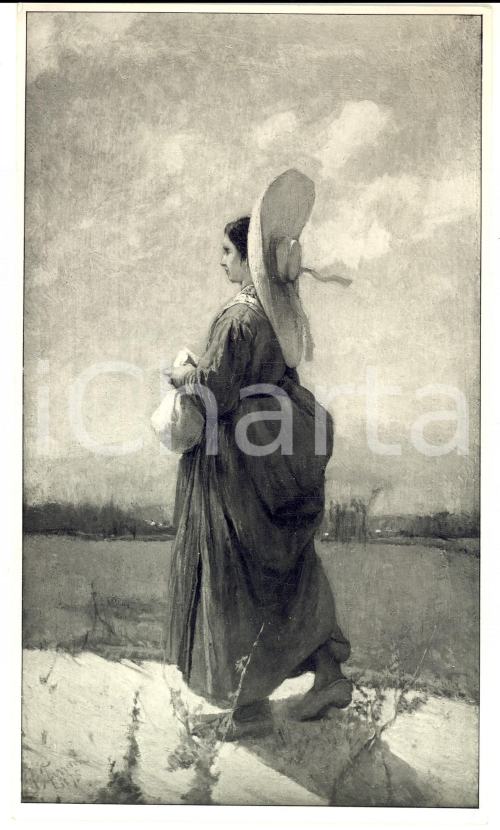 Fotografia d epoca originale 1936 FIRENZE Mostra commemorativa Egisto FERRONI La contadina Foto coeva quadro 1