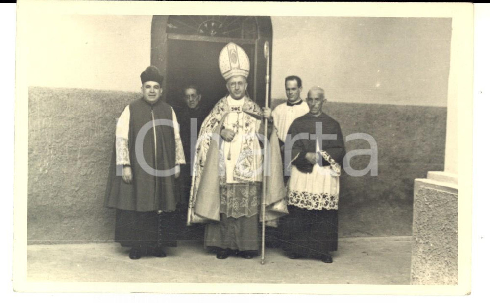 Fotografia d epoca originale 1955 ca GALLIGNANO CR Mons. Danio BOLOGNINI in visita pastorale Foto 14x9 1