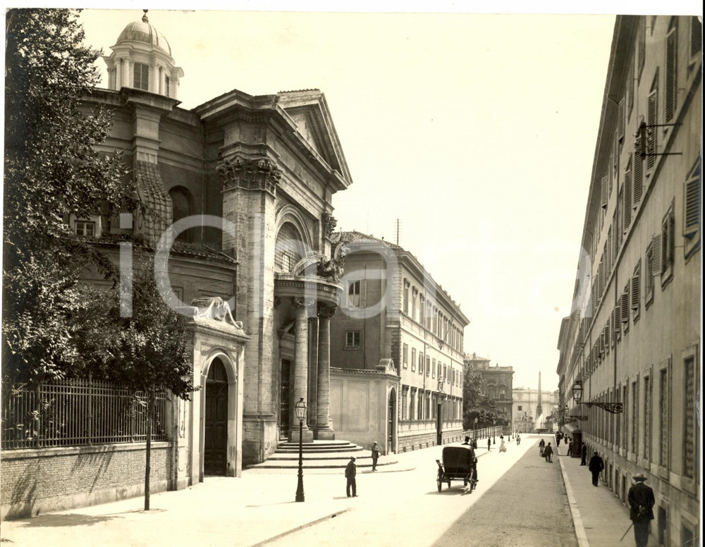Fotografia d epoca originale 1930 ca ROMA Via XX Settembre Foto ALINARI Animata con passanti e calesse 1