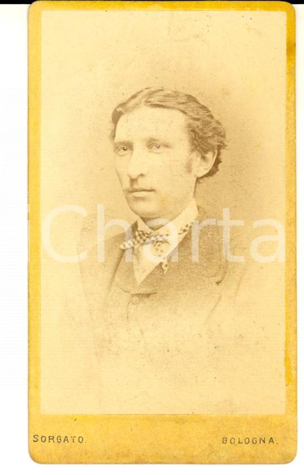 Fotografia d epoca originale 1870 ca BOLOGNA Ritratto del giovane MONDINI all amico MACOPPI Foto SORGATO CDV 1