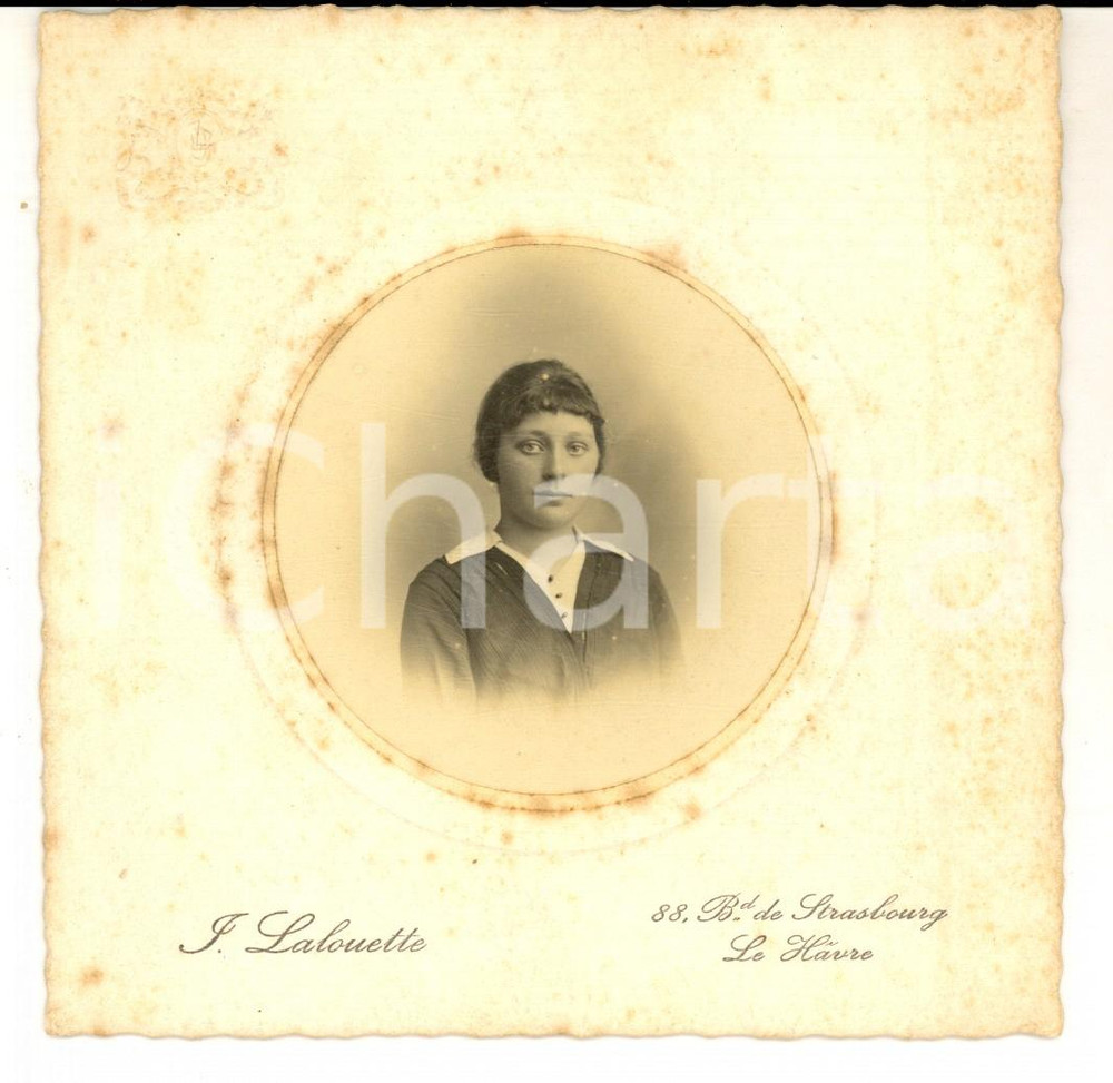 Fotografia d epoca originale 1910 ca LE HAVRE F Ritratto di giovane donna Fotografia LALOUETTE 13x13 cm 1