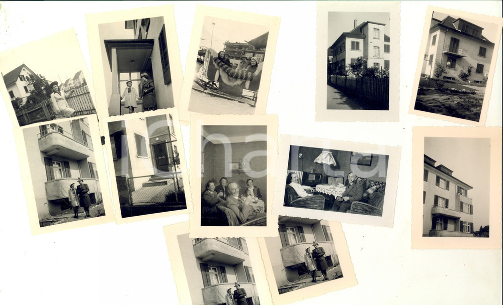Fotografia d epoca originale 1950 ca KREUZLINGEN CH Una famiglia con casa in FLORASTRASSE Lotto 12 foto 6x8 1