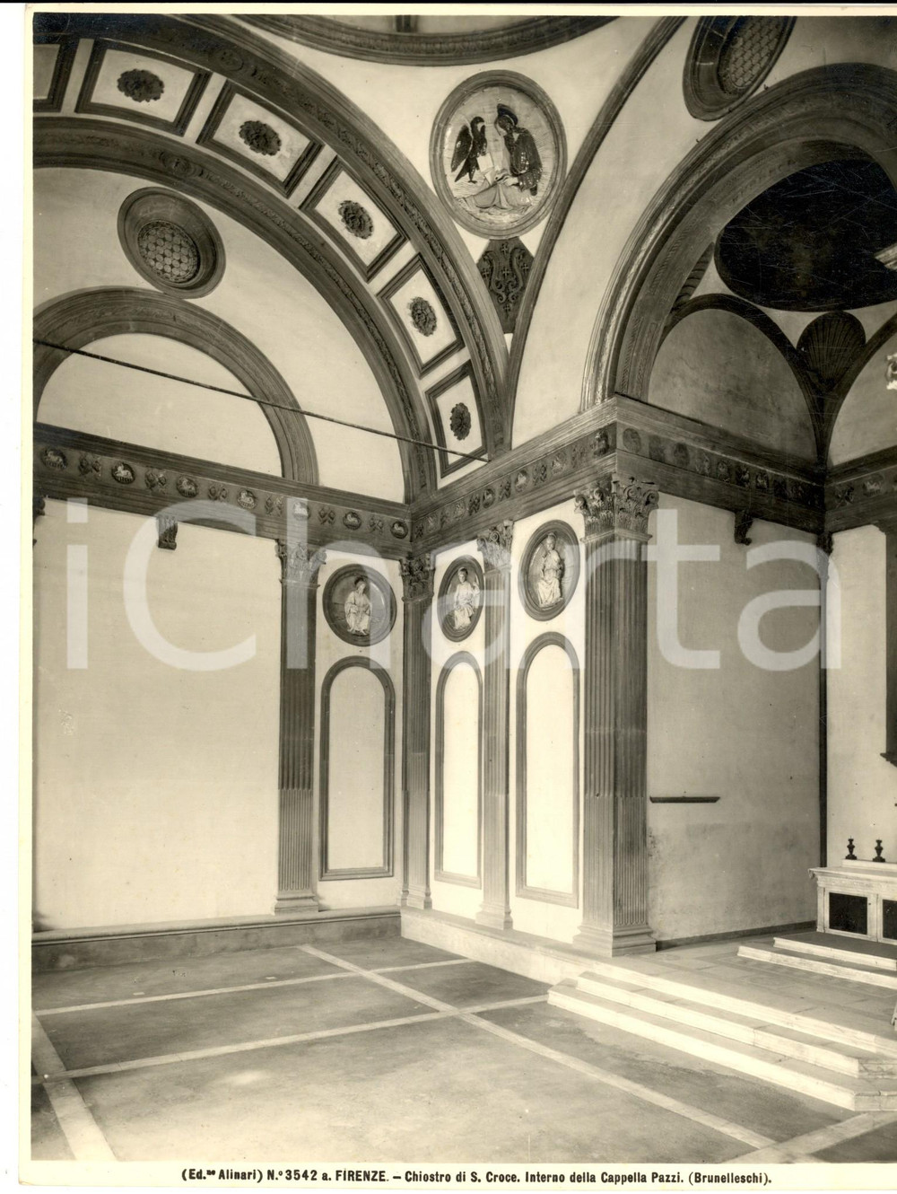 Fotografia d epoca originale 1930 ca FIRENZE Chiostro S. Croce  Interno cappella PAZZI Foto ALINARI 19x25 1