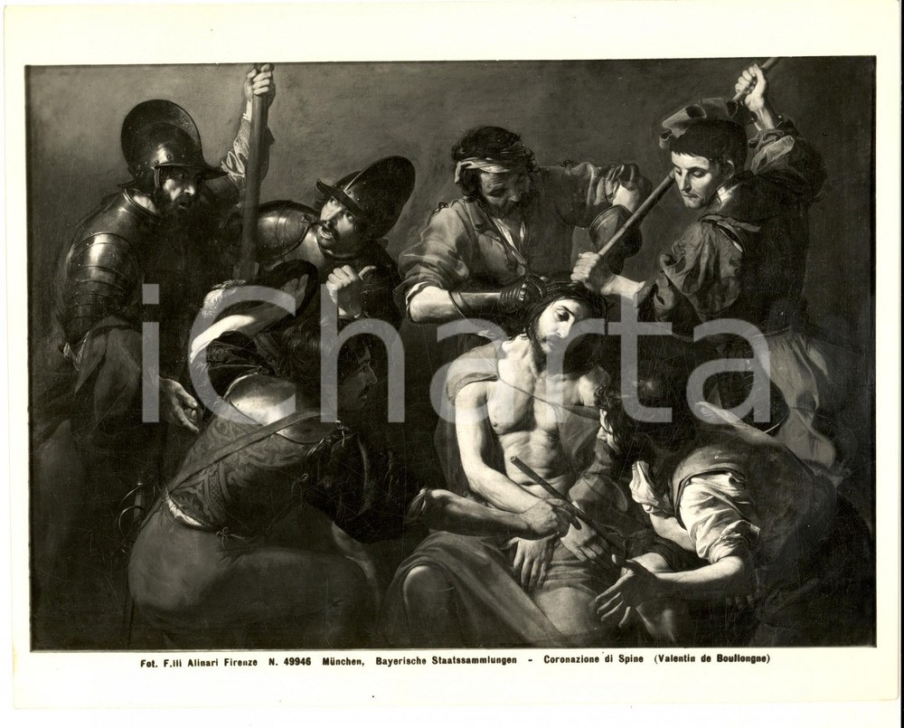 Fotografia d epoca originale 1950 ca Valentin de BOULLOGNE Coronazione di spine Foto ALINARI quadro 1