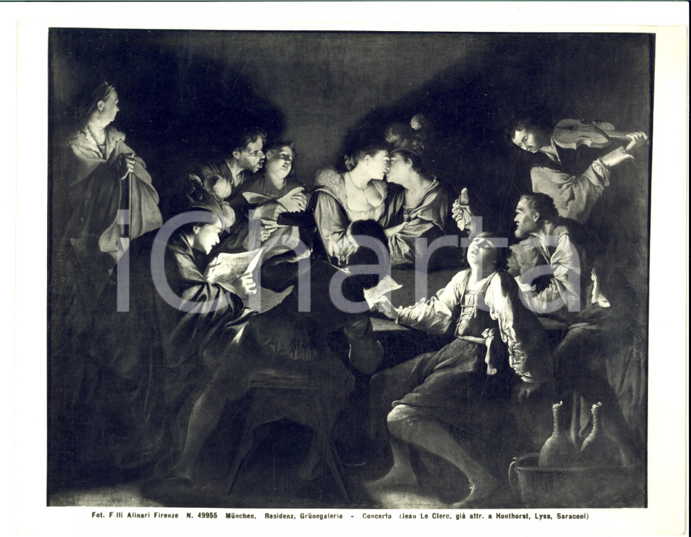 Fotografia d epoca originale 1950 ca Jean LE CLERC Concerto Foto ALINARI quadro GRUNEGALERIE MUNCHEN 1