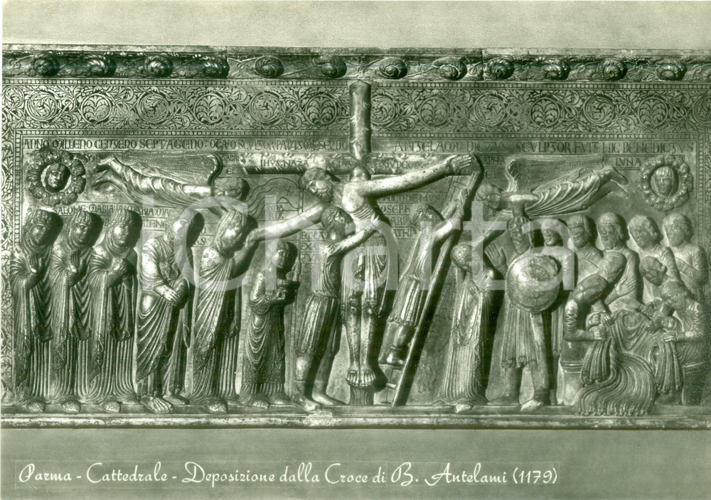 Cartolina originale da collezione 1970 ca PARMA Cattedrale Deposizione Croce Benedetto ANTELAMI Cartolina 21 x 14 1