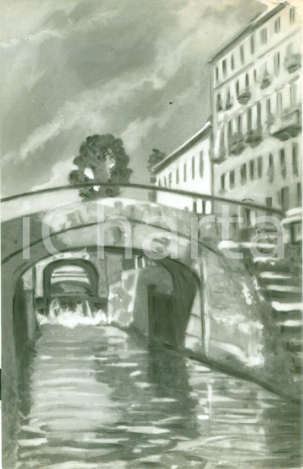 Fotografia d epoca originale 1935 MOSTRE D ARTE Giovanni PESSINA Naviglio sta scomparendo Foto coeva quadro 1